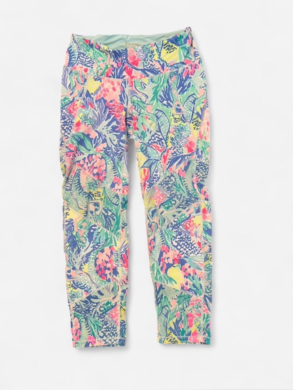 Lilly Pulitzer Luxletic Weekender Leggings XS High Rise Crop Mermaid Reef Print